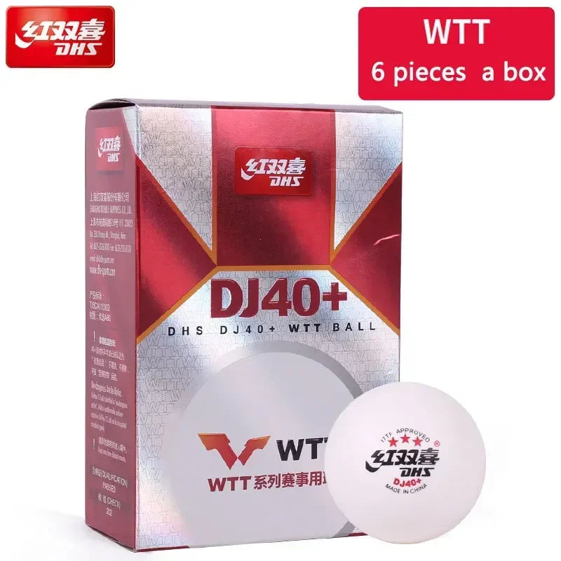 DHS-Bola de tenis de mesa, 3 estrellas, D40 +, 3 estrellas, nuevo material, plástico sintético cosido ABS, pelotas de ping pong WTT originales
