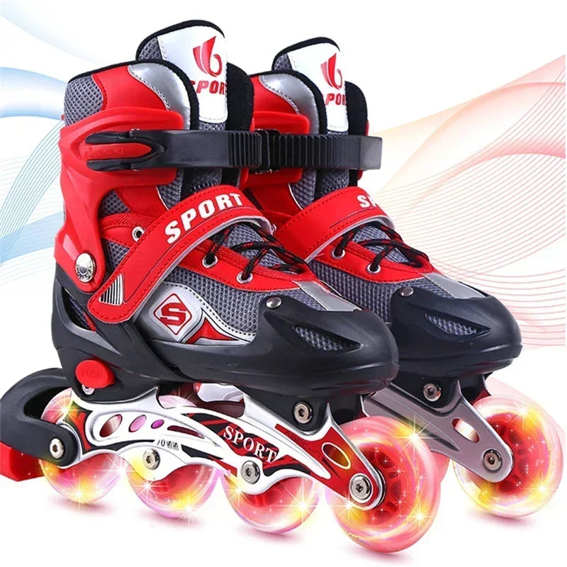 Patines en línea ajustables para niños y niñas, con ruedas iluminadas, para deportes al aire libre.