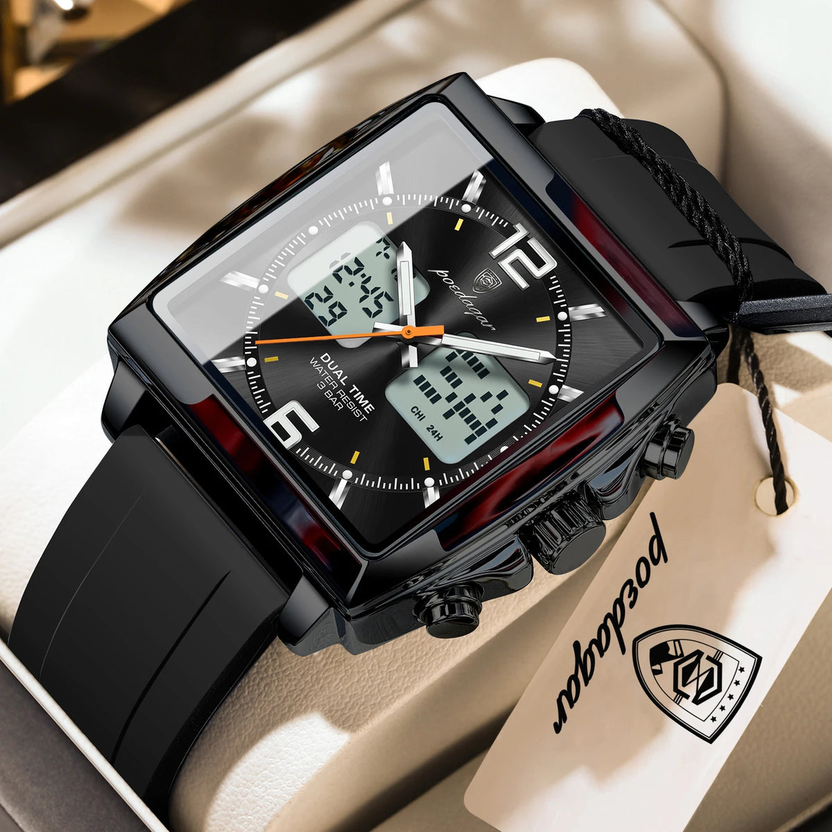 Reloj casual para hombre POEDAGAR, deportivo, electrónico, LED, con alarma, cuarzo, cronógrafo, fecha, semana y hora dual, reloj digital para hombre