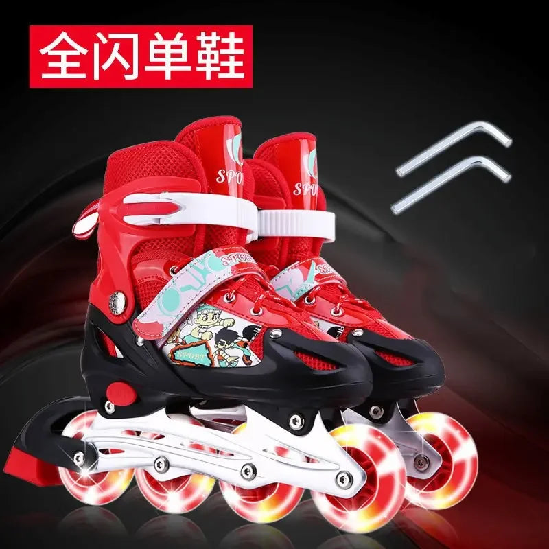 Patines en línea ajustables para niños con luces intermitentes
