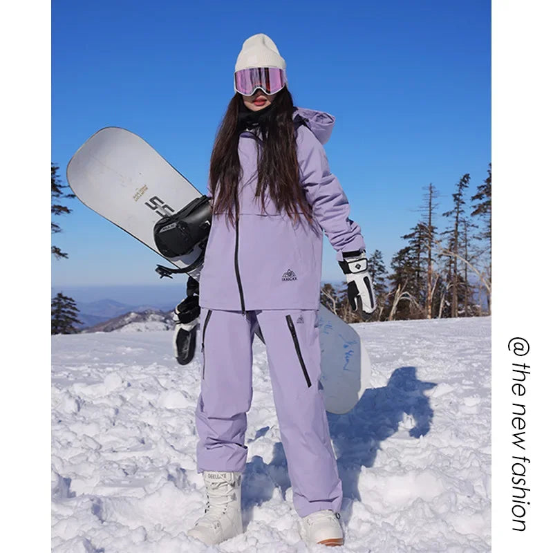Traje de esquí aislado para hombre y mujer, pantalones de esquí individuales y dobles, traje de montañismo, chaqueta térmica de terciopelo.