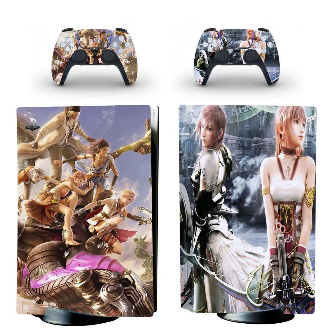 Adhesivo protector de vinilo para consola PS5 y 2 mandos, diseño de Final Fantasy (versión disco)
