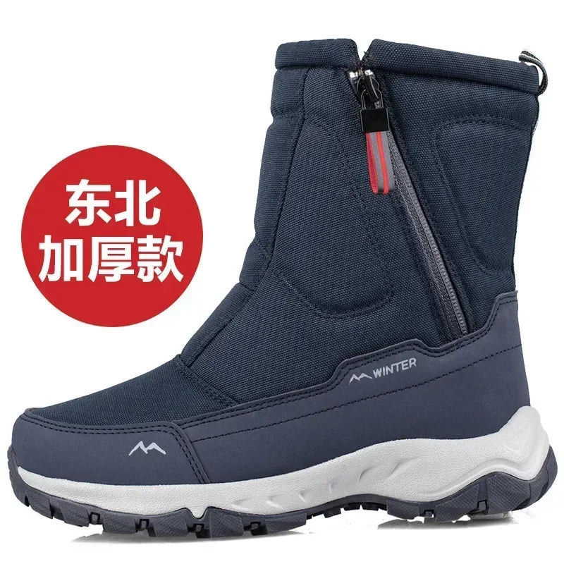 Botas de invierno para hombre, botas de nieve cálidas a media pantorrilla, zapatos cálidos para hombre, botas de invierno de felpa gruesas para hombre y mujer, zapatos de algodón