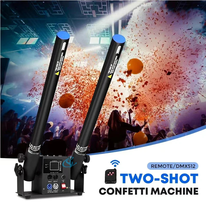 Máquina de papel para confeti de doble cabezal, efectos de escenario de luz DJ, 60W, lanzador de serpentinas, máquina de flores de Concierge para fiesta de boda