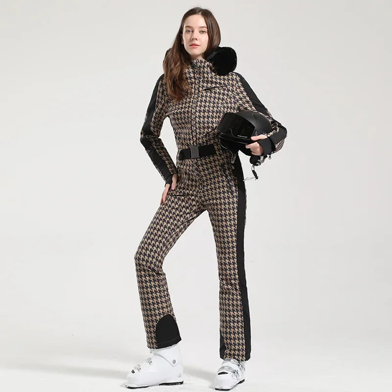 Traje de esquí de una pieza para mujer, chaqueta cálida para Snowboard al aire libre, conjunto de esquí, monos impermeables a prueba de viento, ropa de invierno, novedad de 2025