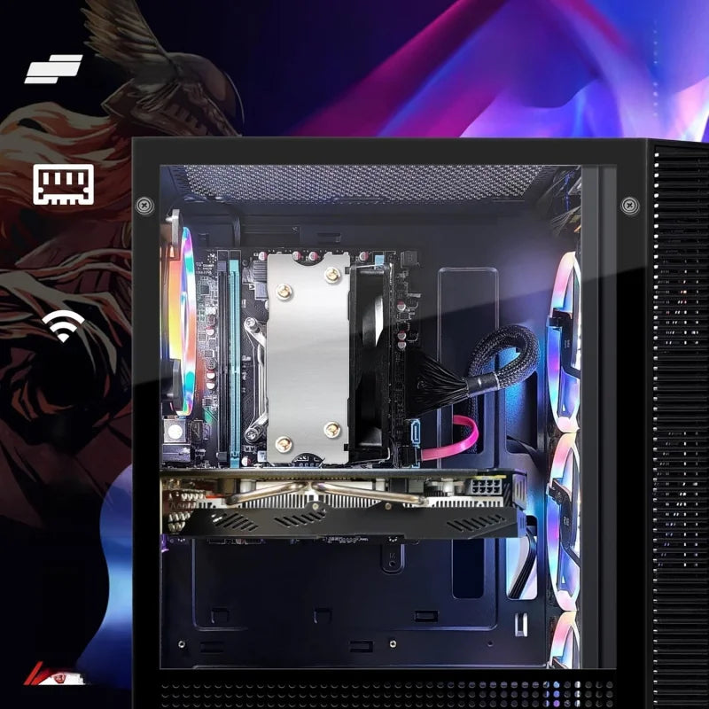PC de Escritorio para Juegos, Ryzen 3 3200G 3.6 GHz, Radeon RX 580 16G GDDR5, 16G DDR4, SSD de 512G, WiFi de 600M, BT 5.0, Ventilador RGB