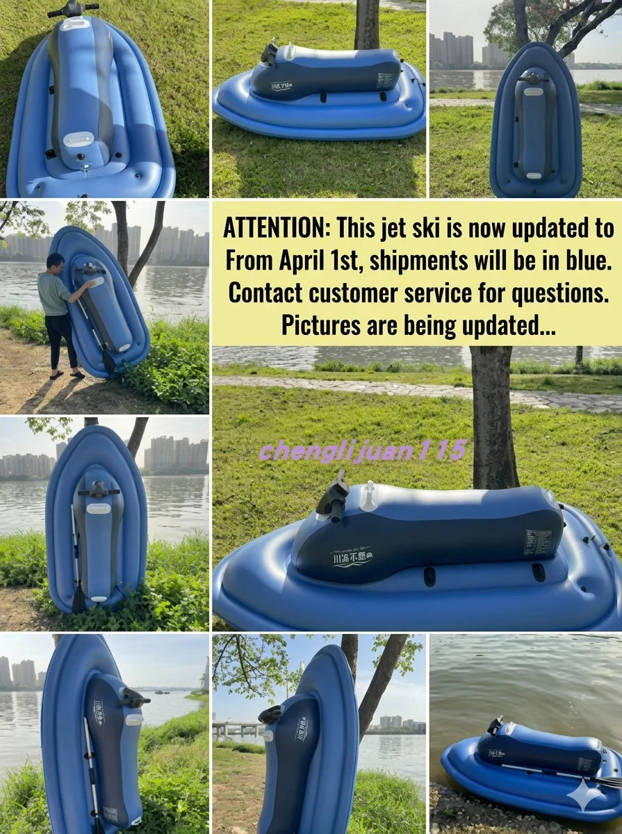 Moto acuática inflable con propulsión a hélice, motor eléctrico y dirección con manillar para piscina y lago