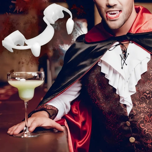Dientes de zombi retráctiles para Halloween, accesorio de maquillaje para bailes de disfraces, dientes de vampiro de plástico para Halloween, decoración para fiestas de disfraces de terror.