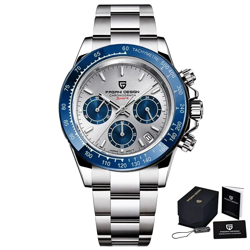 PAGANI DESIGN 2026 Nuevo Reloj de Cuarzo para Hombre de Lujo en Oro Rosa, Reloj de Pulsera Deportivo con Cronógrafo e Impermeable 100M para Hombre