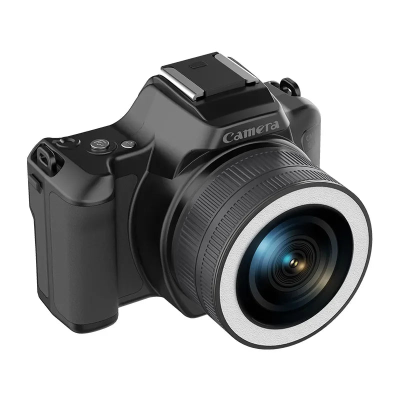 Mini cámara digital DSLR 2K Ultra alta definición 48 megapíxeles con cámaras duales, cámara CCD para selfies con luz de relleno de belleza