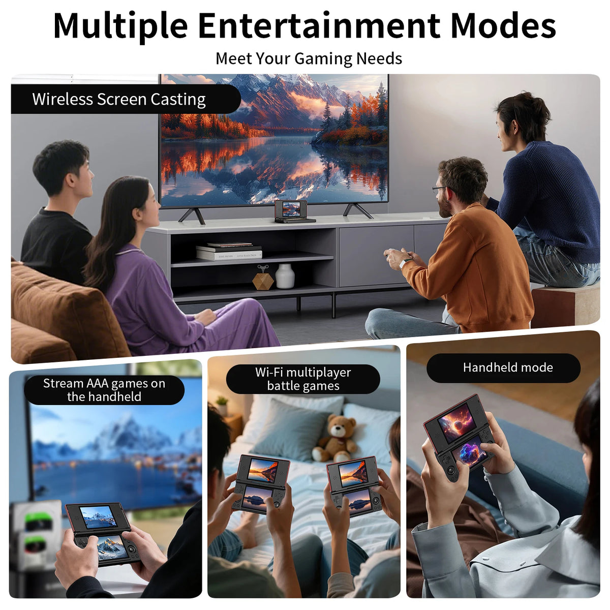 Anbernic RG DS Flip Retro Handheld Game Console 4" IPS Dual Screen Android/Linux Dual OS 4000mAh AI Wifi Streaming RixelHK Gifts