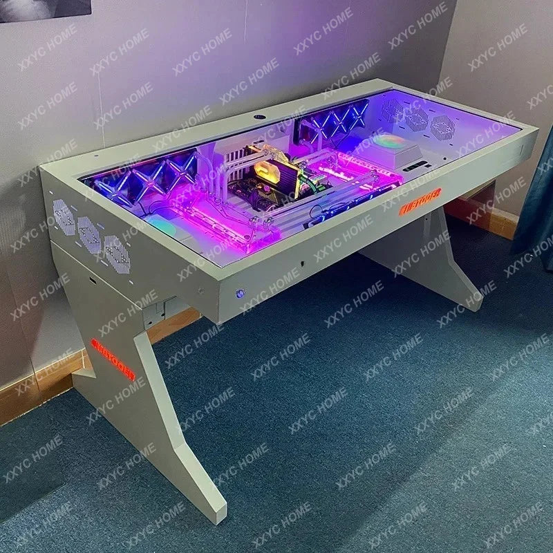 XXZigbee New Arrivals High-end Full Transparent Large Chassis Cool Sci-fi Water-cooled Integrated Computer Chassis Desktop Table