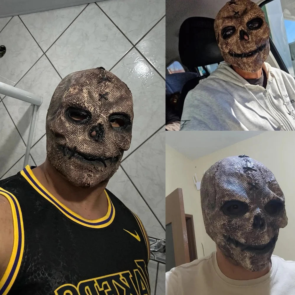Máscara de calavera de asesino de terror para Halloween, disfraz de esqueleto aterrador para cosplay, accesorios de disfraz para fiesta de Halloween, casco de látex para casa embrujada y bar al aire libre