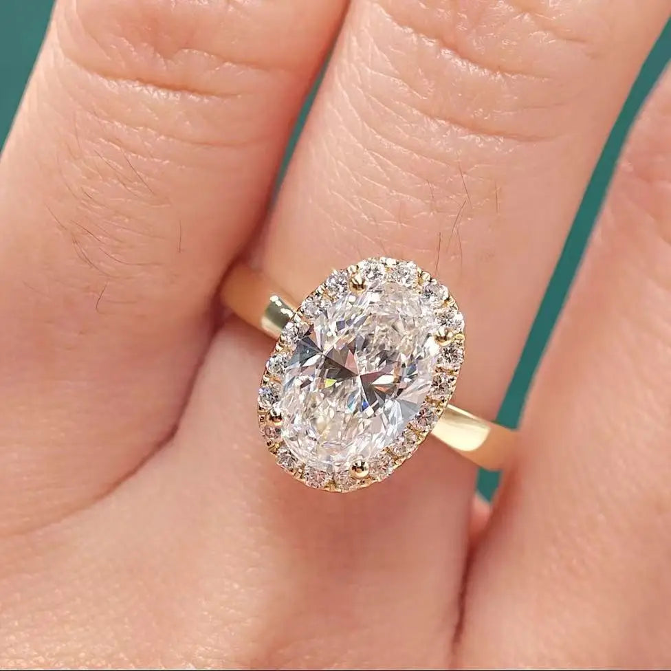 Anillo de Diamante Ovalado de Laboratorio de 5.0ct, Certificado IGI, E VS1, Anillo de Compromiso y Boda, Oro Sólido de 18K, Precio de Fábrica, Joyería Fina de Lujo
