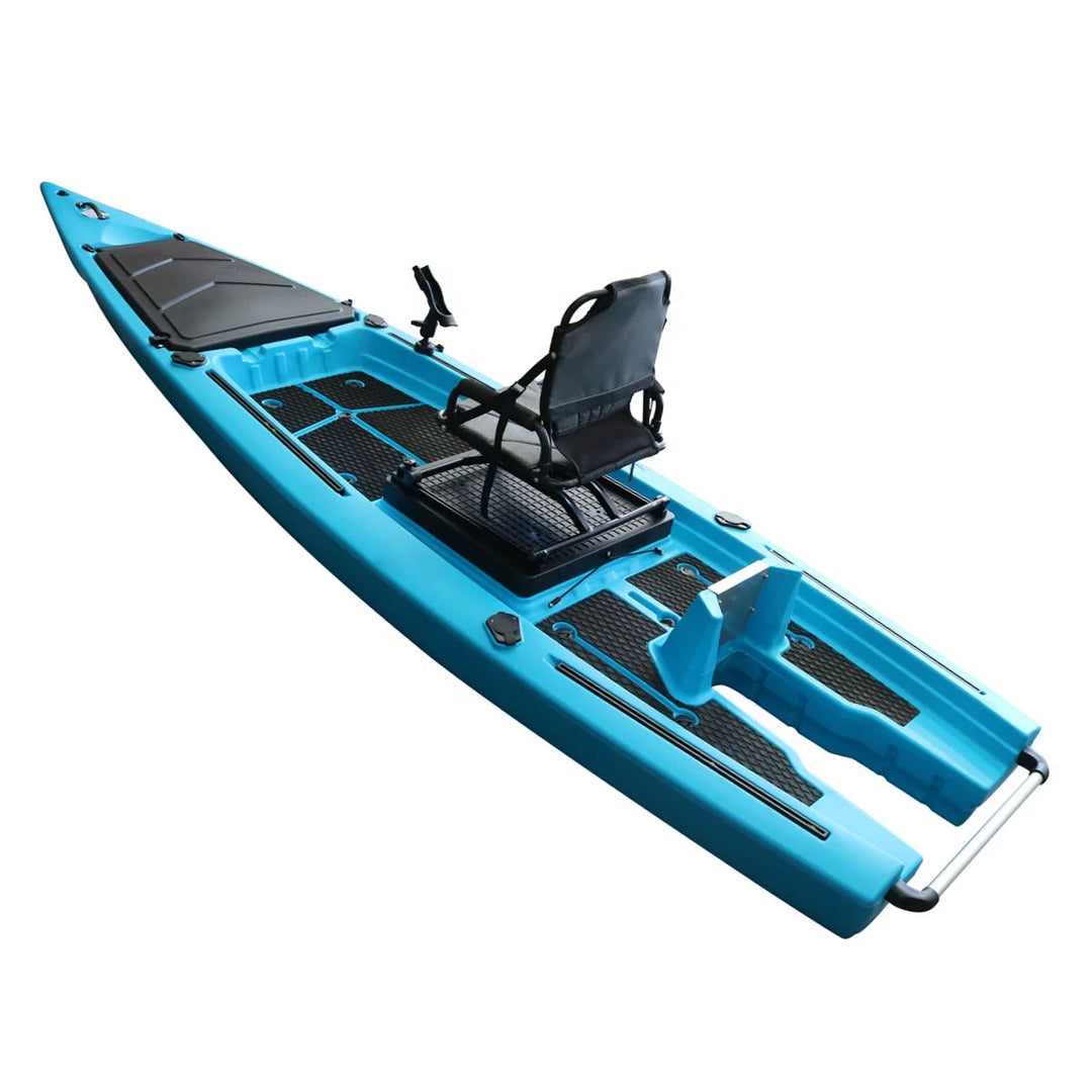 Kayak de Pesca para 1 Persona, Kayak Motorizado de HDPE de 13 Pies, Kayak Individual con Pedales, Canoa de Pesca Resistente de 390x110x33cm
