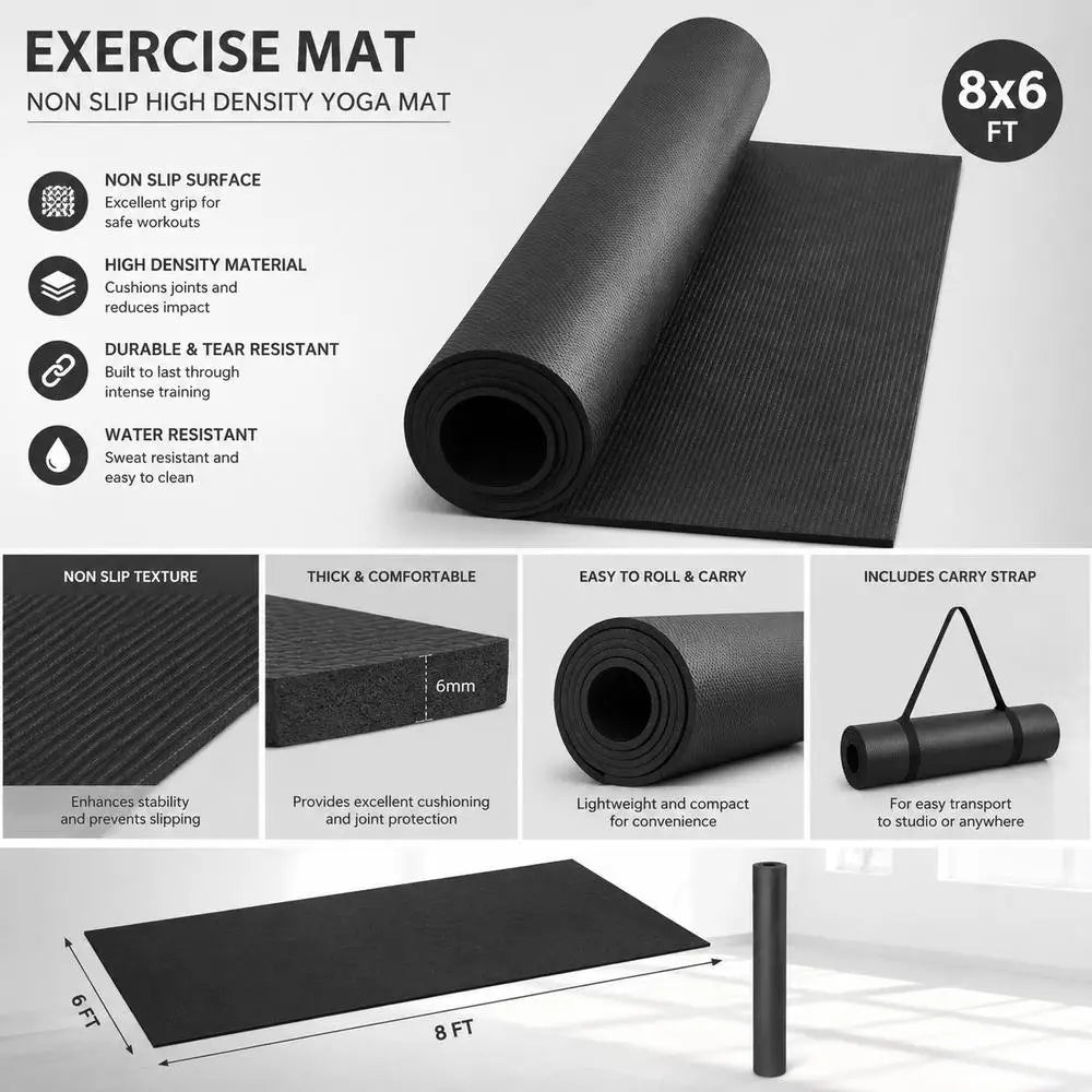 Esterilla de Ejercicio, Antideslizante, Esterilla de Yoga Premium de Alta Densidad, Esterilla de Yoga para Entrenamiento para Hombres y Mujeres, Esterilla de Fitness y Ejercicio con Bolsa y Correa de Transporte, para Todo Tip