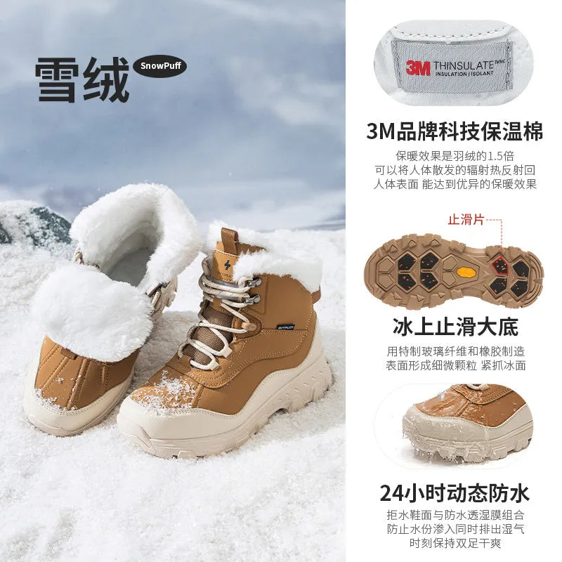 Botas de nieve Skypilot para hombre, botas de senderismo de invierno, botas de esquí cálidas de lana, botas impermeables para mujer, zapatillas de trekking.