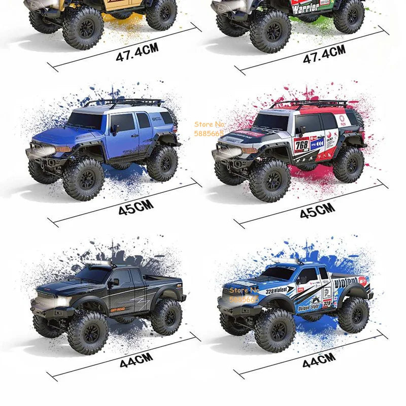 Camión todoterreno RC 4WD de escalada de 45 grados, 2,4G, 4WD, 1/10, suspensión independiente, coche de carreras de derrape