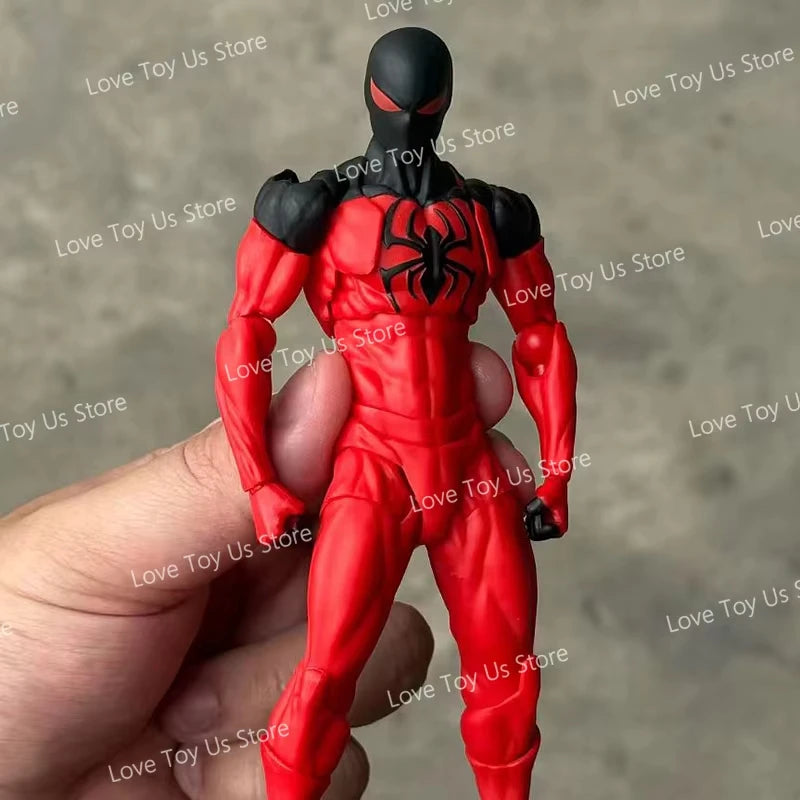 Figuras de araña originales, juguetes de desorden, traje negro, vecino, Symbiote, araña escarlata, Kaine Parker, figuras de acción de araña negra y roja, Juguetes