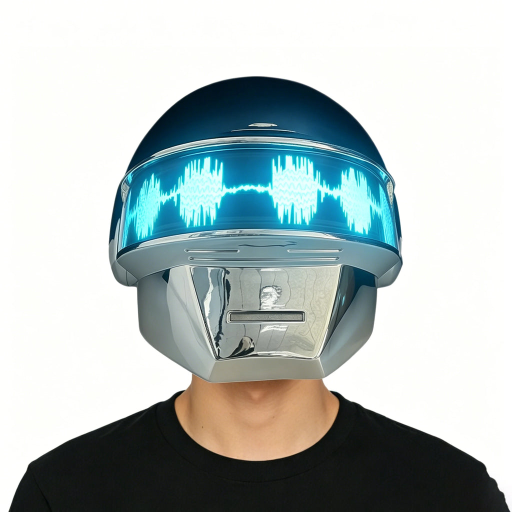 Casco Daft Punk Plateado Cromado, Máscara de Cosplay Cyberpunk Steampunk, Accesorio de Halloween para Adultos