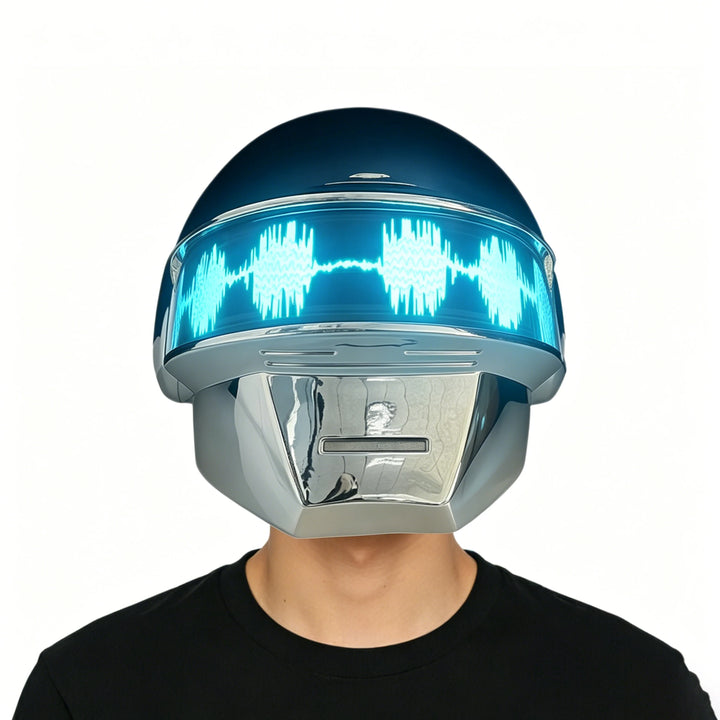Casco Daft Punk Plateado Cromado, Máscara de Cosplay Cyberpunk Steampunk, Accesorio de Halloween para Adultos