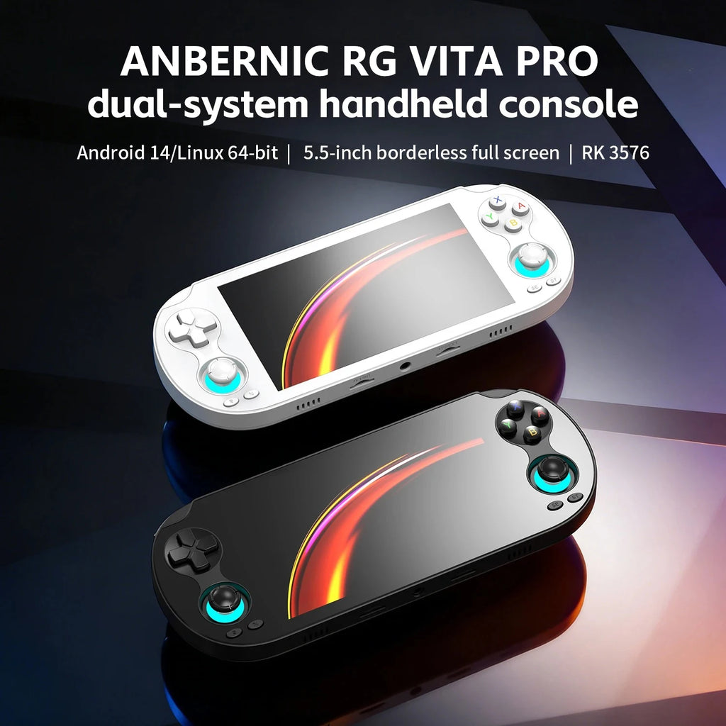 Consola de juegos portátil ANBERNIC RGVITA PRO, pantalla táctil INCELL de 5,5", salida DP, sistema dual Android 14 y Linux, joystick con efecto Hall, consola de juegos retro ANBERNIC