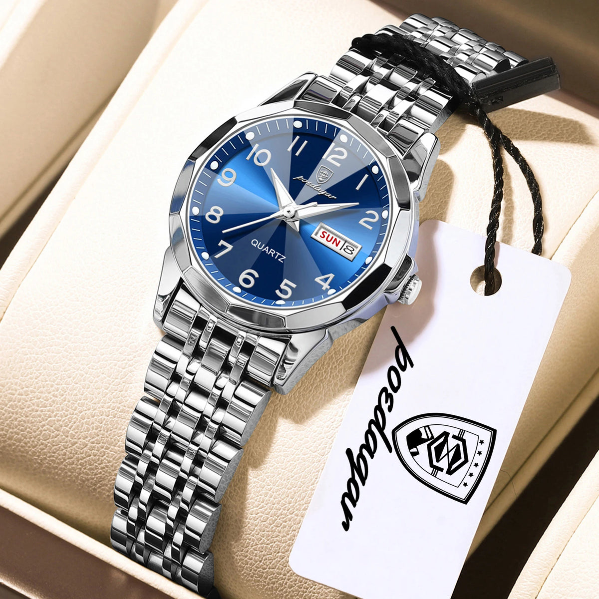 Reloj original elegante para mujer POEDAGAR, resistente al agua, luminoso, con fecha y día, de acero inoxidable, reloj de cuarzo a la moda para mujer