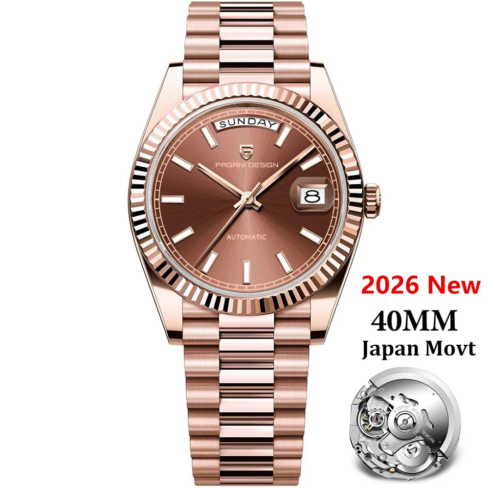 PAGANI DESIGN 2026 Nuevo reloj DD40 NH36A para hombre, reloj mecánico automático de lujo, cristal de zafiro AR, reloj de pulsera con fecha para hombre