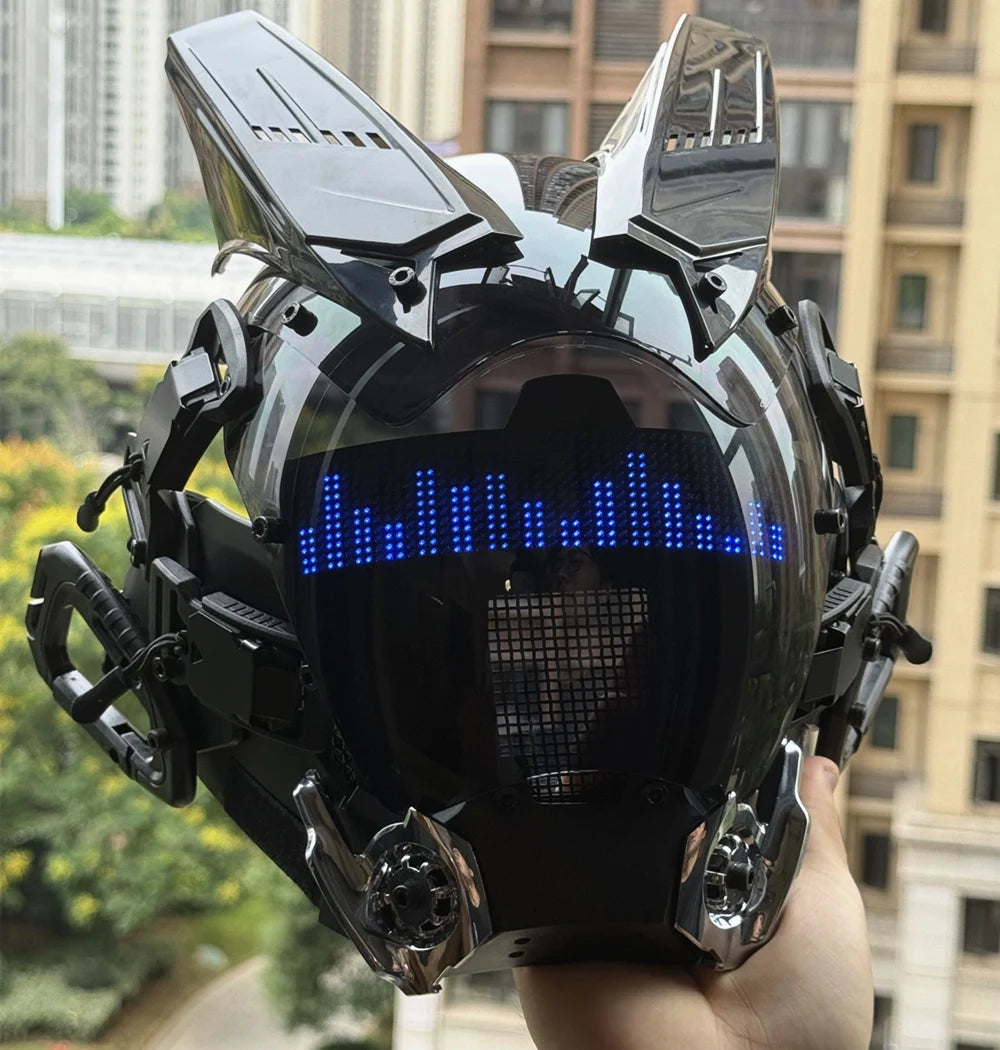 APP Cyberpunk Mask LED Custom Con El contenido personalizado es controlado por la aplicación, ropa técnica futurista, máscara de cosplay de Halloween