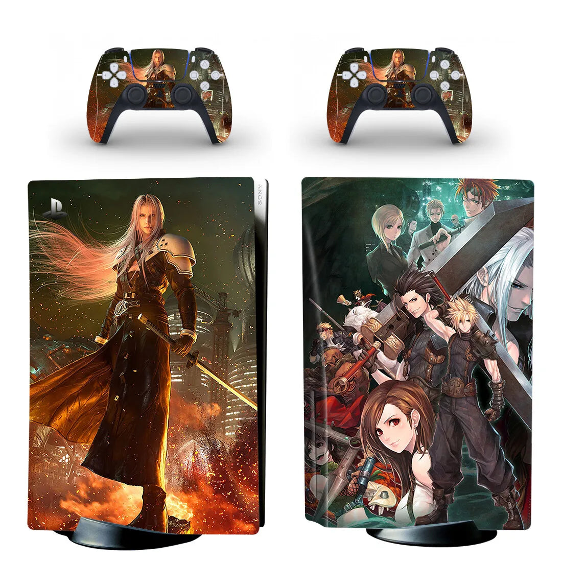 Adhesivo protector de vinilo para consola PS5 y 2 mandos, diseño de Final Fantasy (versión disco)