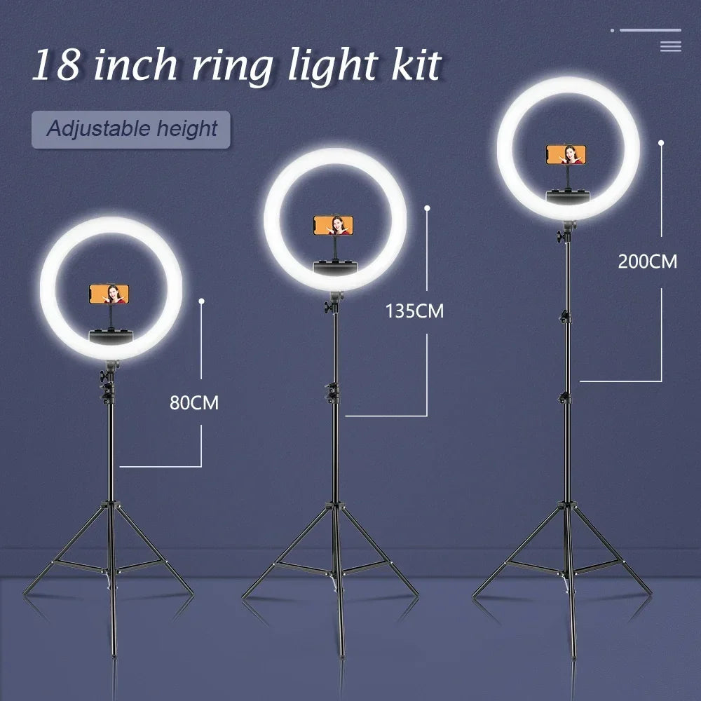 Luz de fotografía SH de 45 cm y 18 pulgadas, lámpara LED para selfies con carga USB y trípode, regulable, para estudio fotográfico