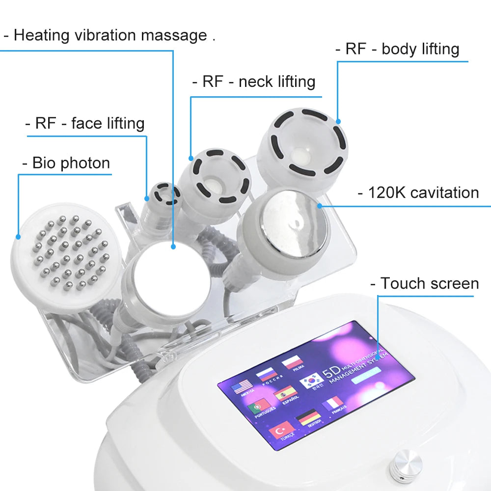 Máquina de cavitación 120K, masaje con vacío, modelado corporal, lifting facial, anticelulítico, vibración con calor, dispositivo de belleza.