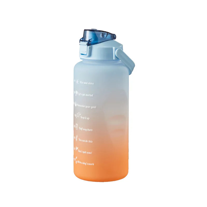 Botella de agua de 2L con pajita, botella de agua deportiva de gran capacidad, botellas para beber portátiles deportivas para viajes y Fitness con marcador de tiempo