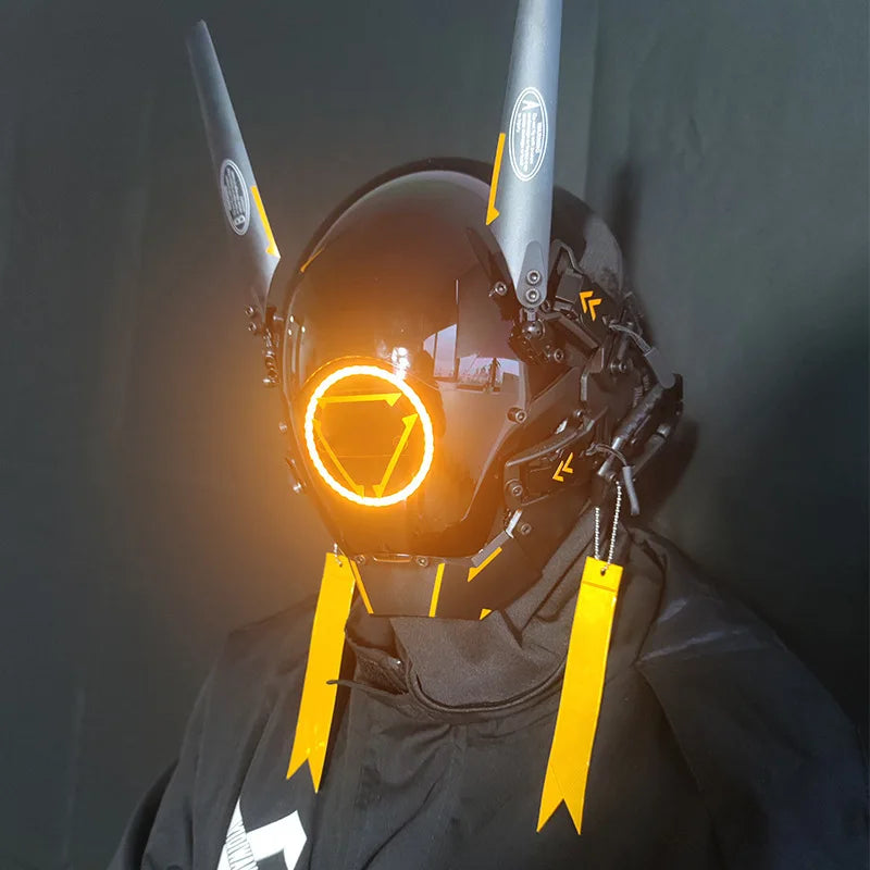 Máscara Cyber punk LED peinado trenza Halloween Navidad juego de rol casco fiesta regalo para adultos ﻿