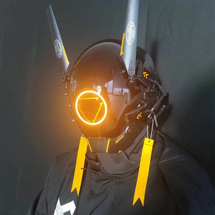 Máscara Cyber punk LED peinado trenza Halloween Navidad juego de rol casco fiesta regalo para adultos ﻿
