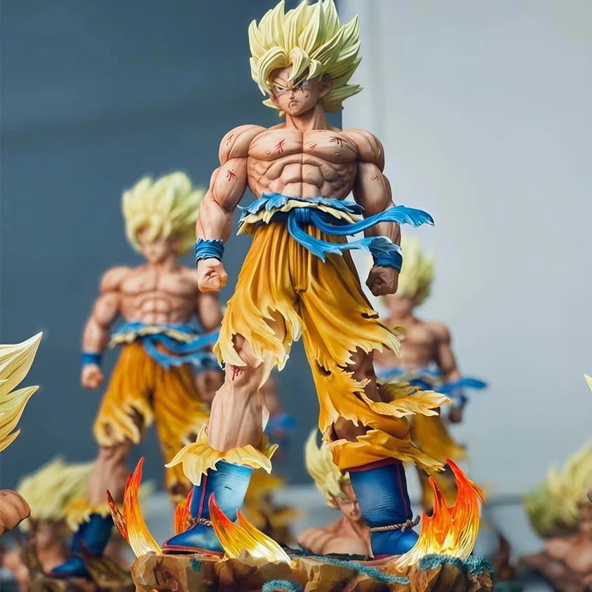 Estatua Jt Dragon Ball Z Son Goku figura cabezas reemplazables Base Led Super Saiyan Goku figuras de acción colección modo juguetes regalos