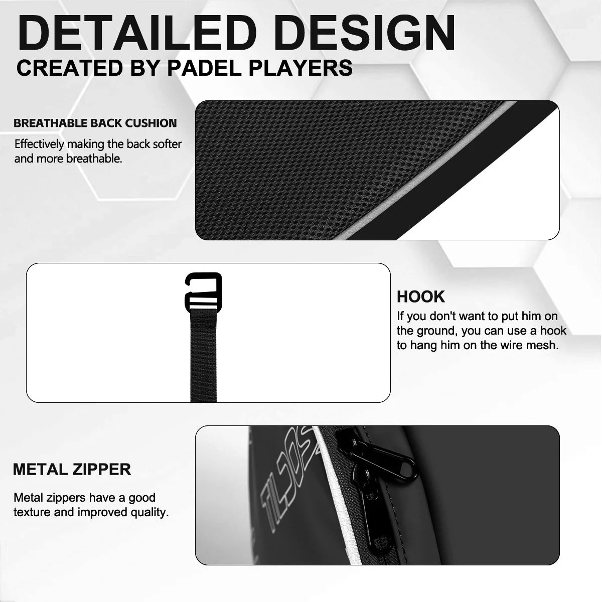 Funda impermeable para raqueta de pádel, bolso de tenis con asa para llevar al hombro, adecuada para diversos tipos de raquetas de tenis, con superficie suave y fabricada con fibra de carbono y EVA.