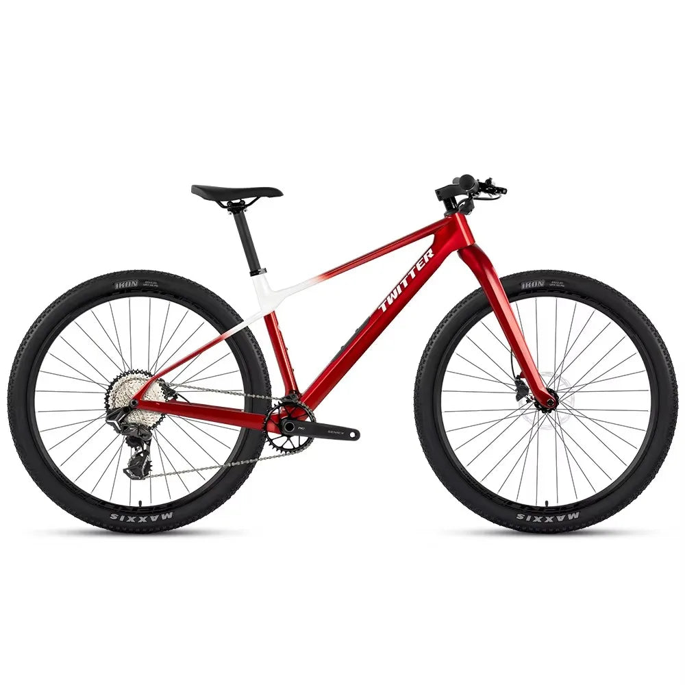 Bicicleta de montaña de fibra de carbono para campo a través (XC), freno de disco hidráulico, velocidad variable electrónica TWITTER M10 SENTYEH ES800-13S/XT/M8100-12S