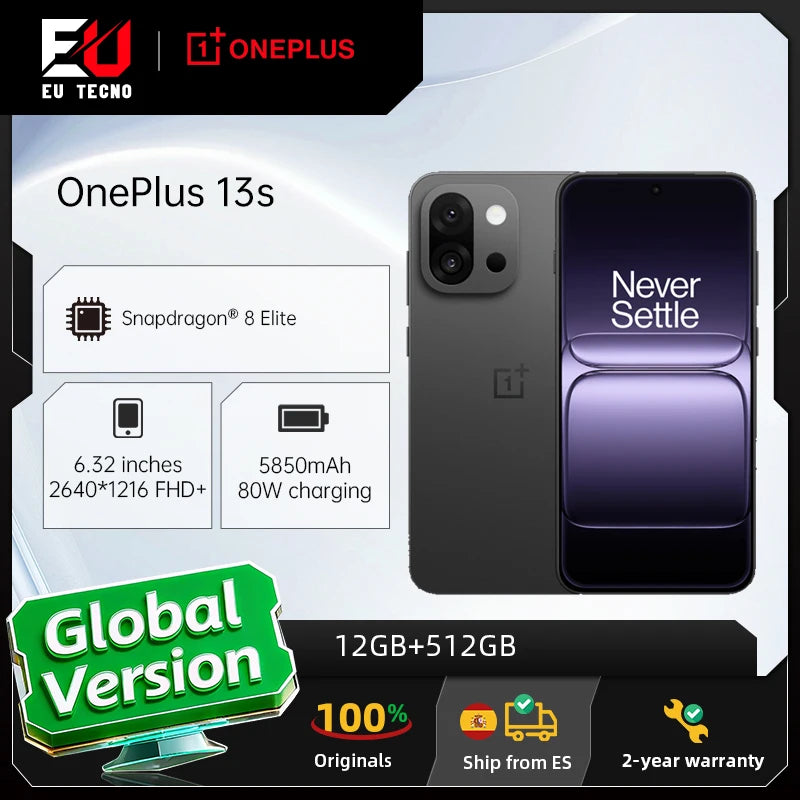 Smartphone OnePlus 13S 5G Versión Global, 12 GB + 512 GB, Snapdragon 8 Elite, 5850 mAh, cámara de 50 MP, teléfono móvil con IA OnePlus