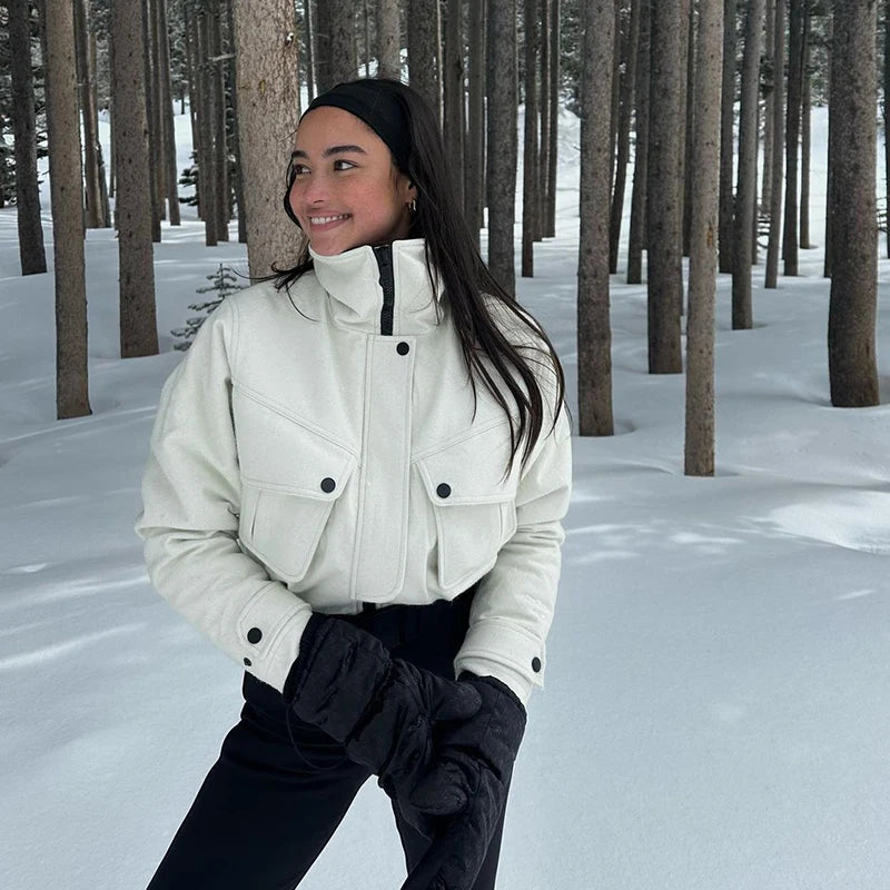 Traje de esquí de una pieza para mujer, mono con cinturón, corte ajustado y acampanado, mono de snowboard, cortavientos, con bolsillos, ropa de esquí de invierno para actividades al aire libre.