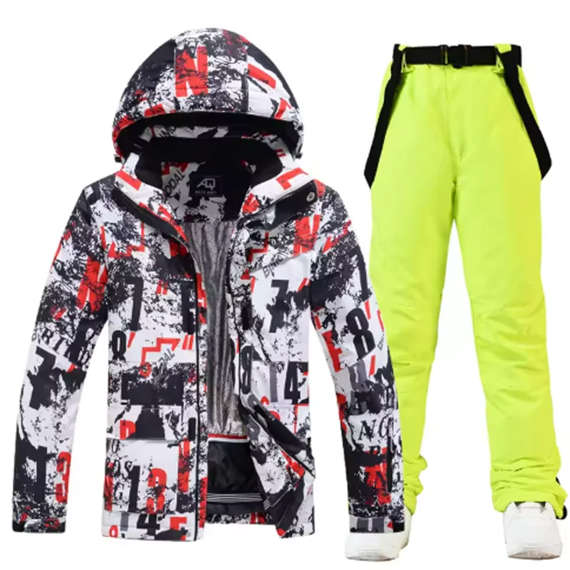 Traje de esquí colorido y cálido para hombre, ropa de snowboard, chaquetas de invierno, pantalones para hombre, ropa impermeable, disfraces de nieve,-30