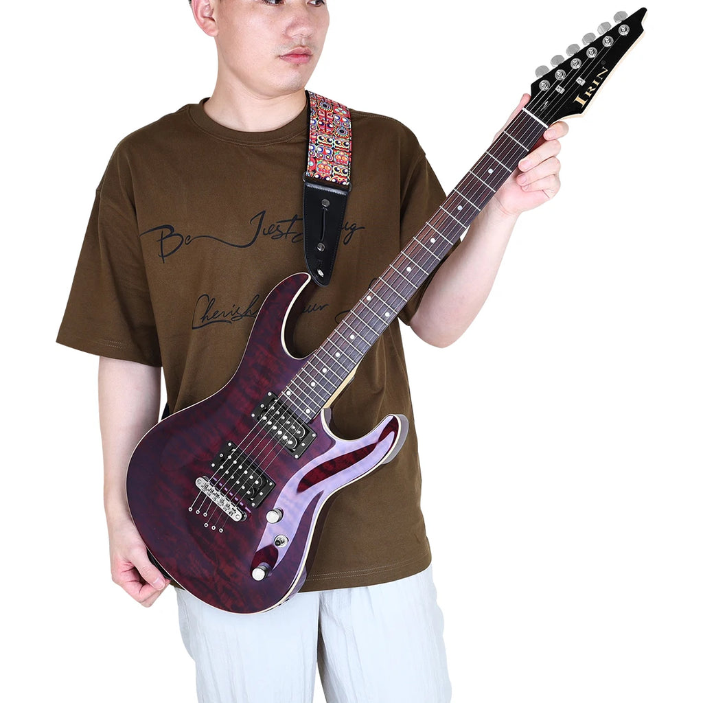 IRIN-guitarra eléctrica morada de 6 cuerdas, tecnología de diapasón de madera, perspectivas, sonido melodioso elegante para guitarra principiante, el mejor regalo