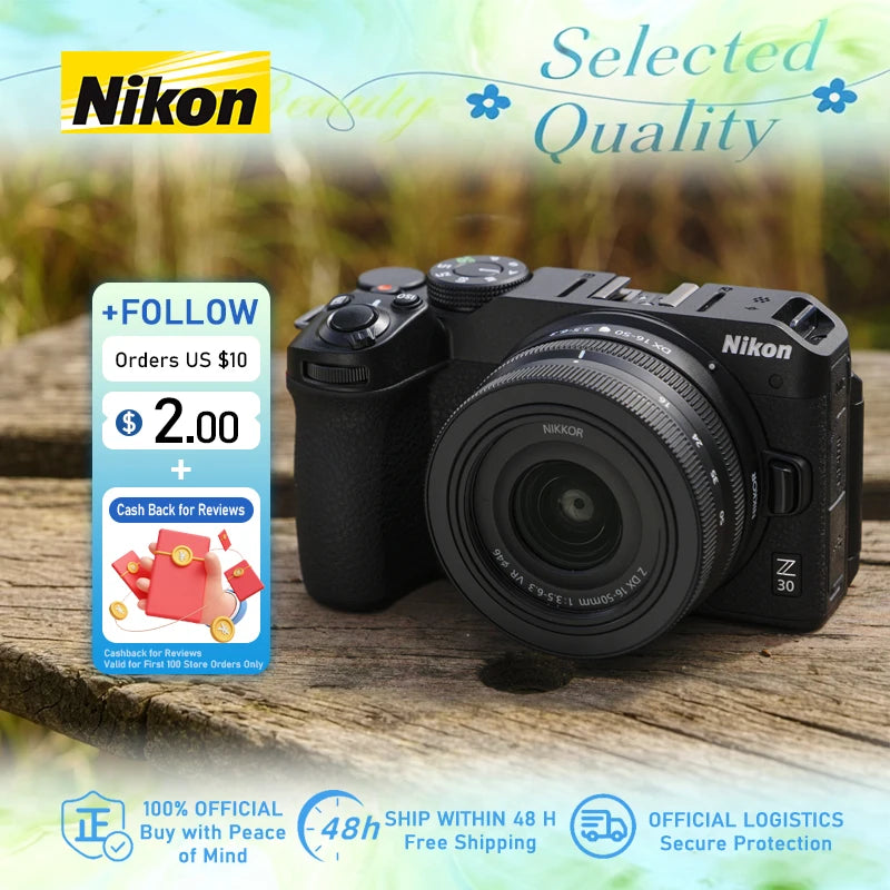 Cámaras Nikon originales, video 4K UHD, cámara sin espejo Z30 con pantalla táctil abatible, formato DX, para creadores de contenido y fotógrafos.