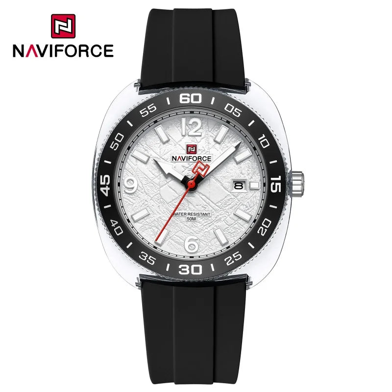 Reloj de cuarzo para hombre NAVIFORCE, a la moda, con indicador de fecha, luminoso, resistente al agua 5ATM, correa de silicona, reloj deportivo para hombre