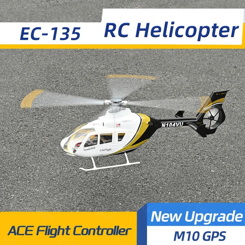 Helicóptero a escala RC Flywing EC135 sin escobillas, simulación de helicóptero a escala RC con control de vuelo ACE, GPS Beidou M10, RTF, en stock.