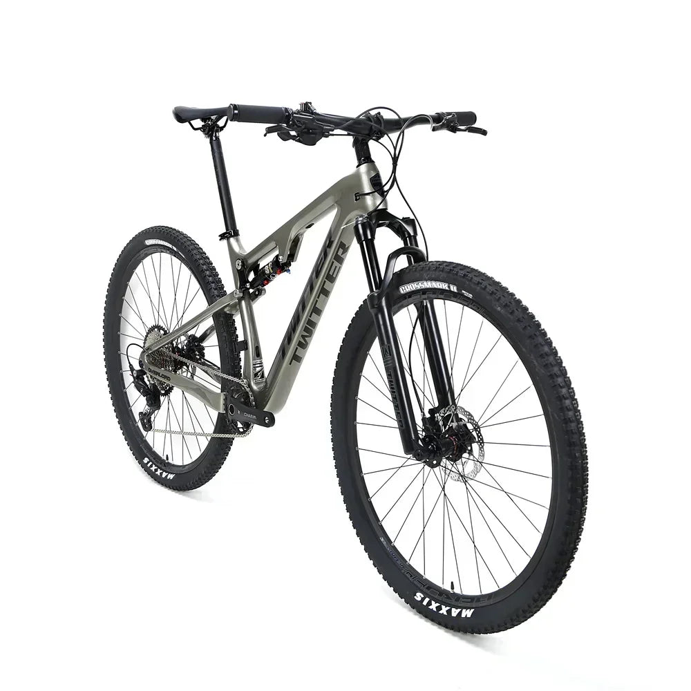 Bicicleta de montaña de fibra de carbono TWITTER OVERLORD, suspensión completa clase AM, frenos de disco hidráulicos M6100 de 12 velocidades, 27.5/29 pulgadas * 15/17/19/21 pulgadas
