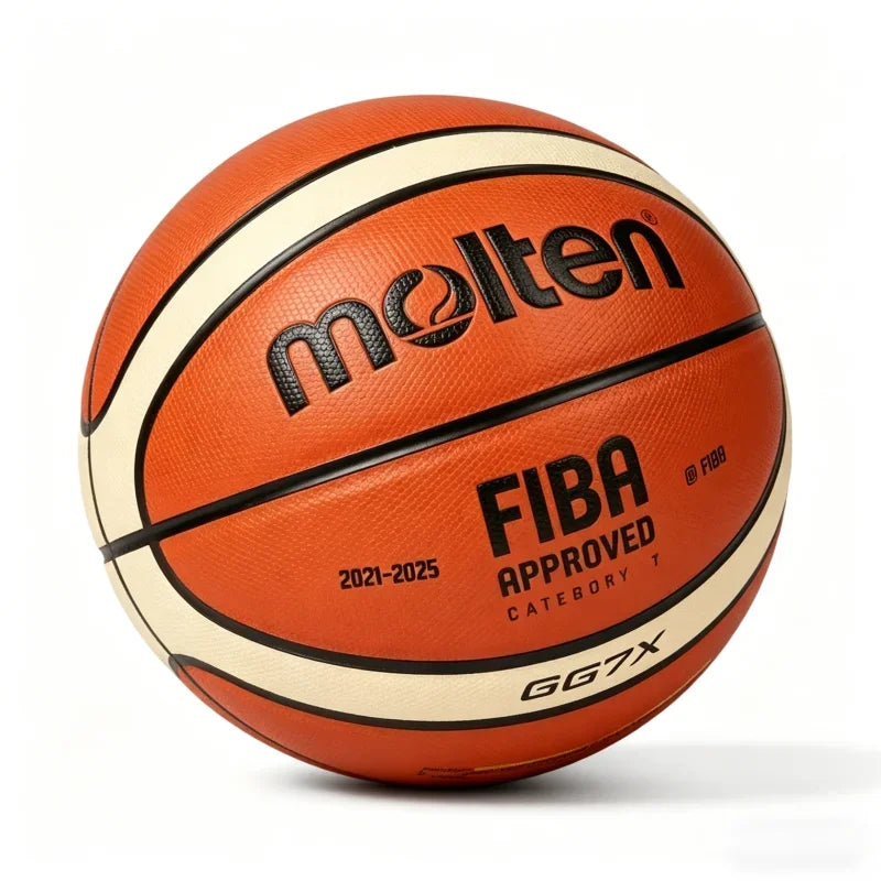 Balón de Baloncesto Molten GG5X GG6X GG7X de Cuero PU para Adultos, Adolescentes y Niños, para Partidos y Entrenamientos en Interiores y Exteriores, Aprobado por la FIBA
