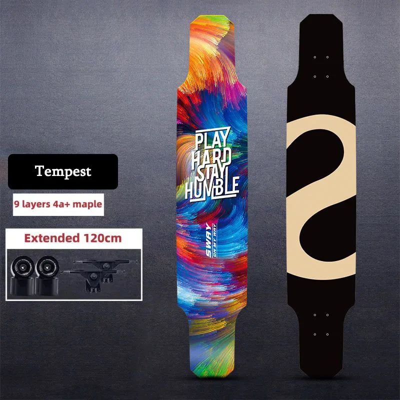 Patineta Longboard para Principiantes, Tabla de Baile con Plataforma de Madera de Arce de 9 Capas y Ruedas de PU para Niños, Niñas y Adolescentes, para Desplazamientos Urbanos