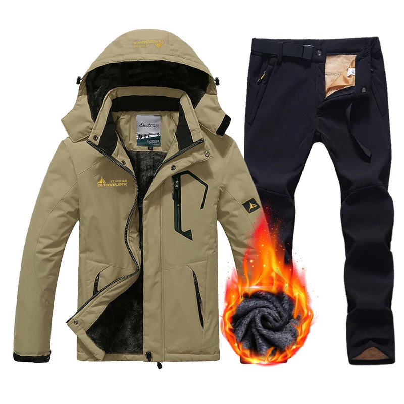 Traje de esquí de invierno para hombre, chaqueta de lana para snowboard, pantalones gruesos, cálidos, impermeables, a prueba de viento, conjuntos de esquí y snowboard, trajes de nieve para hombre
