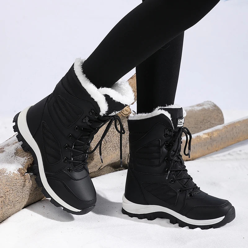 Botas de nieve de invierno para mujer, botines impermeables de alta calidad, botas gruesas y cálidas para senderismo en la nieve, zapatos de algodón para exteriores, zapatillas de deporte